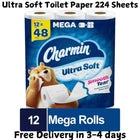 Charmin Ultra Soft Toilet Paper 12 Mega Rolls, 224 Sheets per Roll fast shipping